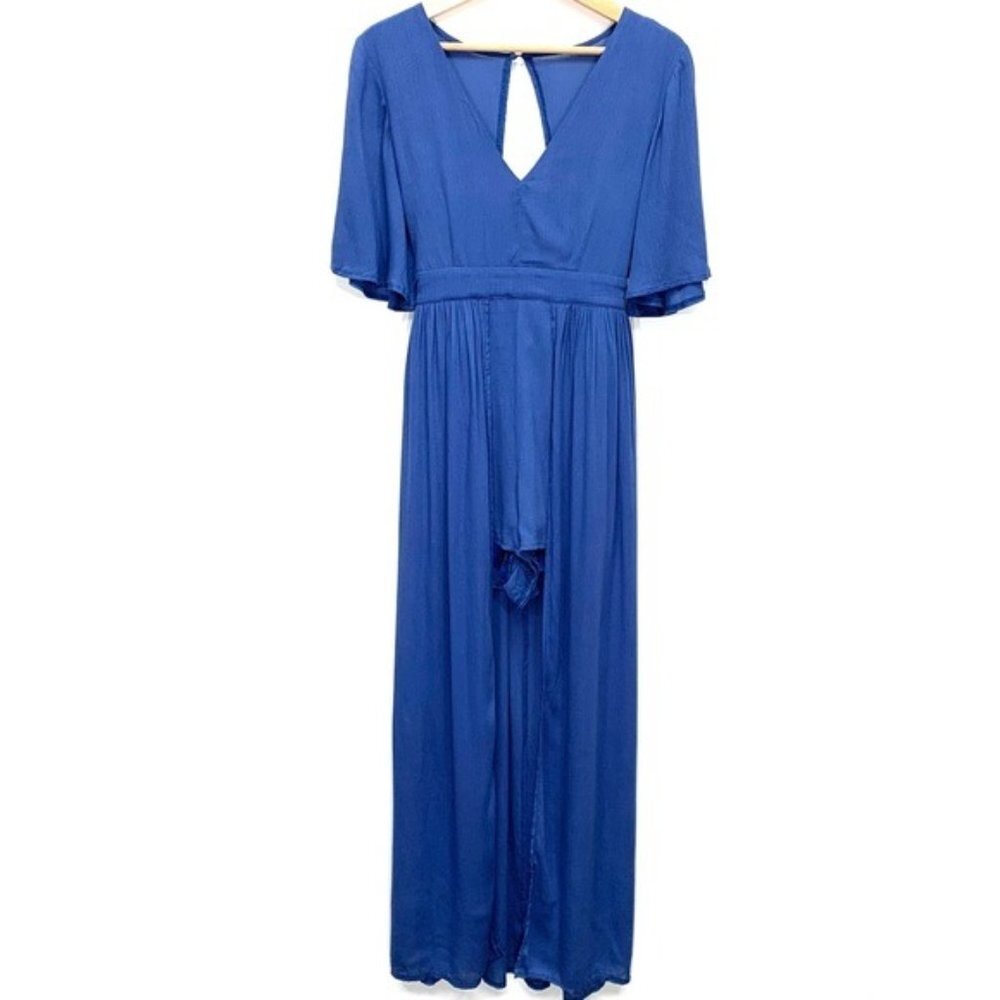 ONETHELAND Boutique Blue Maxi Dress Skort Open Back Womens Size MEDIUM NEW NWT